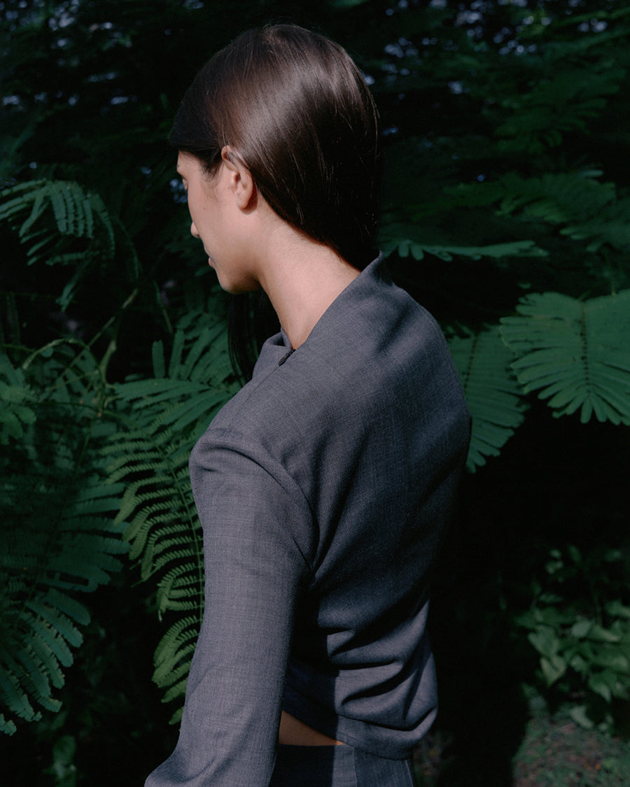 Ruched Assymetric Long Sleeve