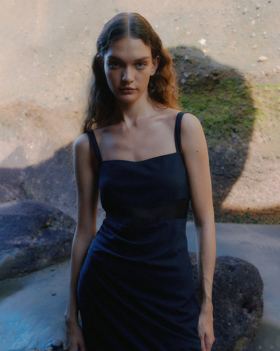 Zip Up Virgin Wool Bias Dress
