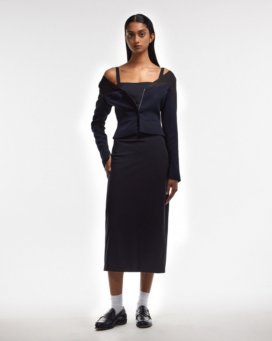 Curved Back Contrast Crop Blazer