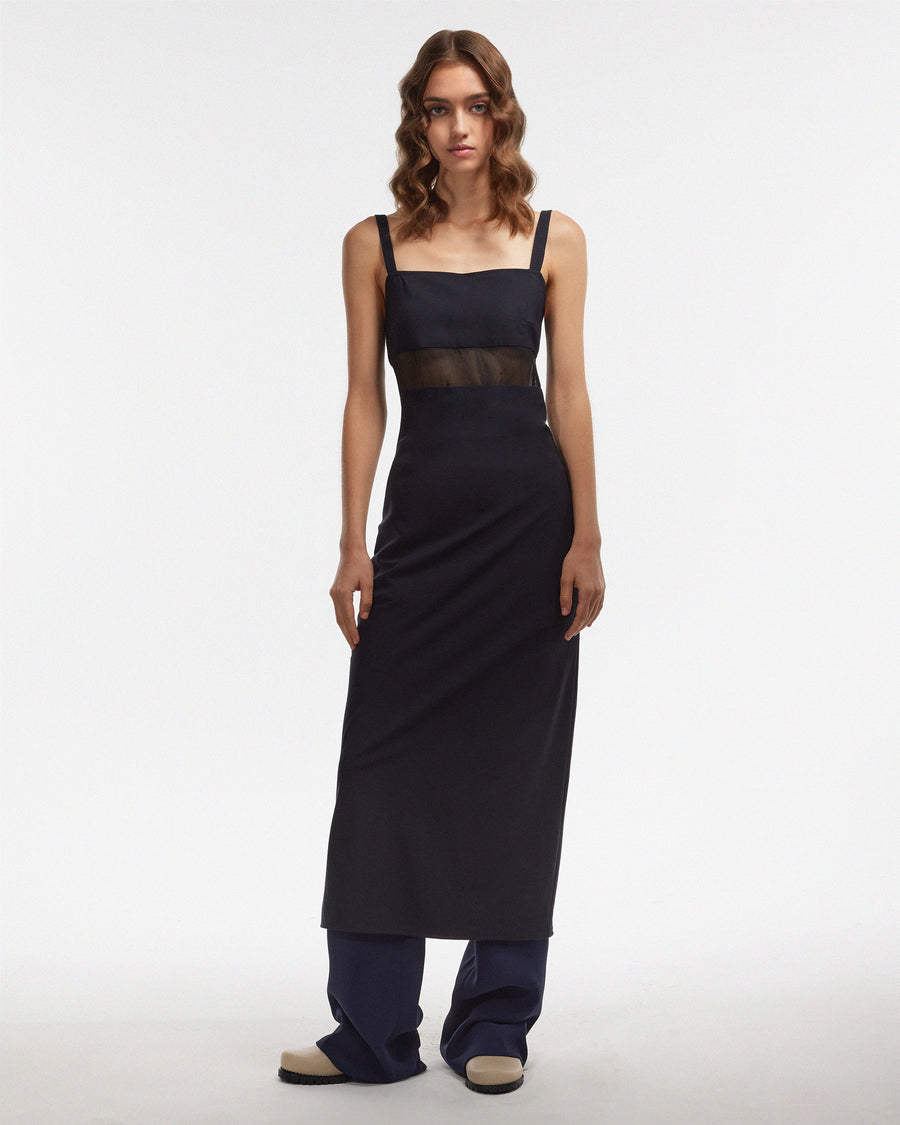 Zip Up Virgin Wool Bias Dress